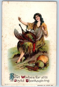 Wilmington Delaware DE Postcard Bird Woman Thanksgiving 1912 Antique