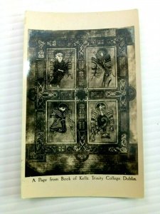 Vintage Postcard A Page from Book of Kells Trinity College Dublin Ireland pg