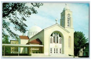 c1950's St. Spyridon Greek Orthodox Church Building View Worcester MA Postcard