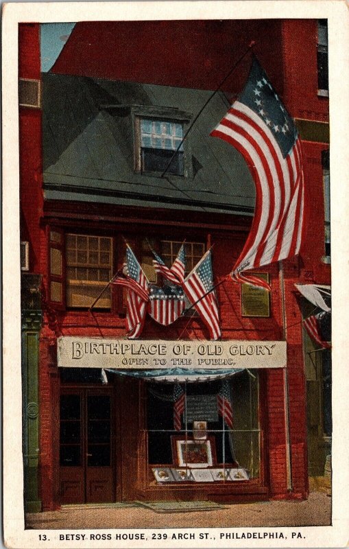 Betsy Ross House 239 Arch St Birthplace Old Glory Philadelphia PA WB Postcard  