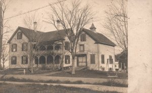 Vintage Postcard Residential Old House Historic Building Swing On The Yard RPPC