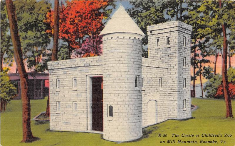 The Castle Children’s Zoo Mill Mountain Roanoke Virginia 1940s postcard