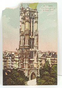 St James Tower Paris France Europe Vintage Postcard