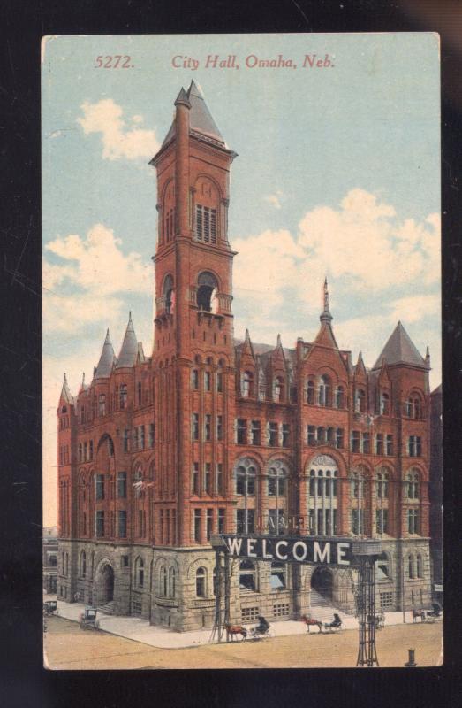 OMAHA NEBRASKA CITY HALL DOWNTOWN VINTAGE POSTCARD THE ACMEGRAPH CO.