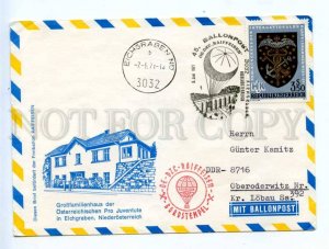 417923 Austria to EAST GERMANY 1971 year Balloon post Eichgraben First Day COVER