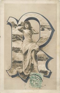 Alphabet letter R surrealism beauty lady portrait and multi views France