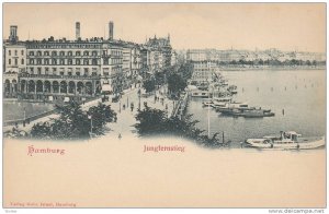 Partial Scene, Boats, Jungfernstieg, Hamburg, Germany, 1900-1910s