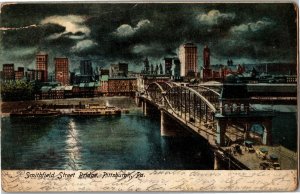 Smithfield Street Bridge, Pittsburgh PA Undivided Back Vintage Postcard U34