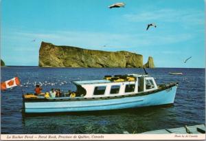 Boat Le Rocher Perce Quebec QC Rock Unused Vintage Postcard D43