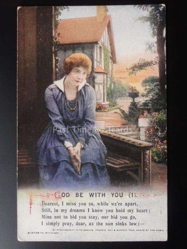 WW1 GOD BE WITH YOU Bamforth Song Cards set of 3 No 5025/1/2/3