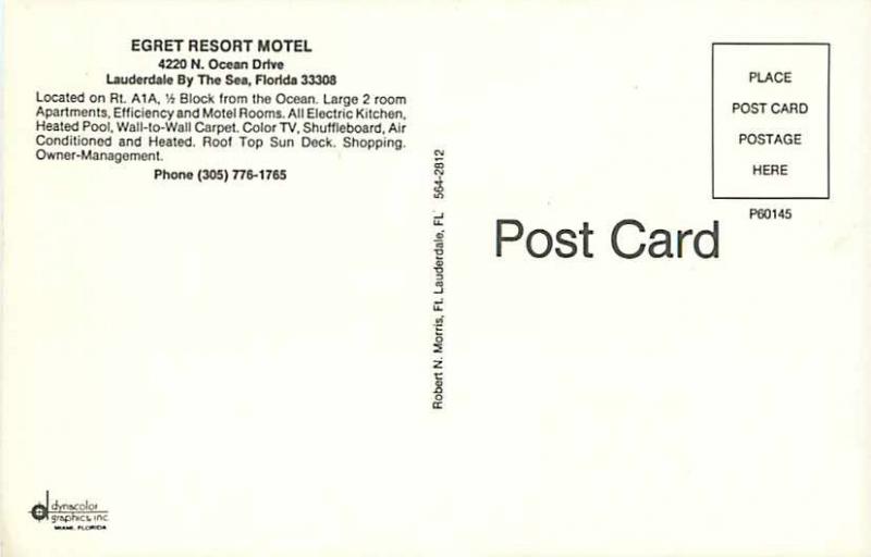 Egret Resort Motel Lauderdale By The Sea FL Florida Chrome