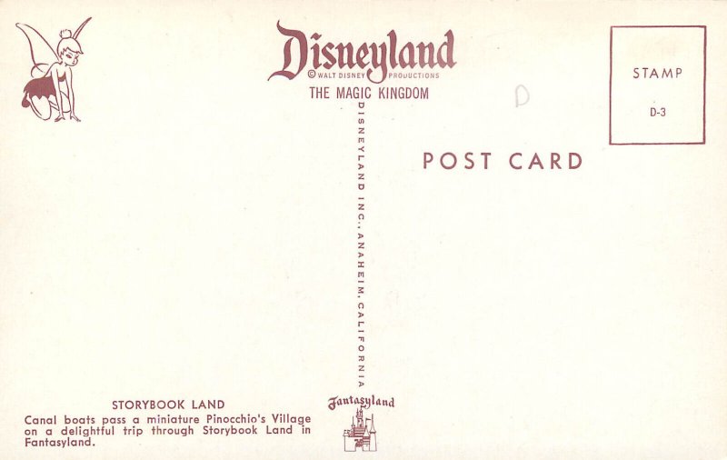 Disneyland Postcard Storybook Land Boat Ride D3 Pinocchio's Village Fantasyland