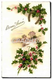 Old Postcard Happy New Year Flowers