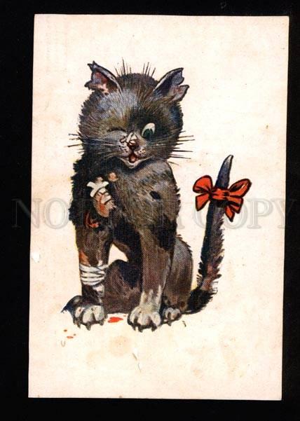 047584 CAT Gangster after Fight UnSign WAIN vintage RUSSIAN PC