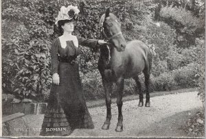 Miss Clare Romain Portrait Woman Horse Unused Yes or No Litho Postcard G95