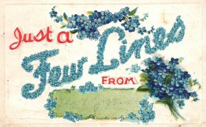 Vintage Postcard 1912 Just A Few Lines From Petal Letters Forget Me Not Bouquet