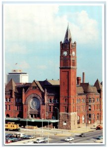 c1920's Indianapolis Union Station Clock Tower Building Cars Indiana IN Postcard 