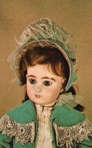 Vintage Postcard French Doll E. Jumeau Bisque Head Blue Brown Glass Eyes Closed 
