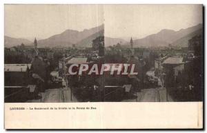 Stereoscopic Card - Lourdes - The Grotto Boulevard and Route de Pau - Old Pos...