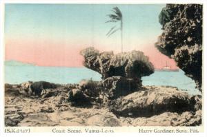 21806  Fija Vanua Levu   Coast View, Ship, Lava Rocks