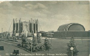 1933 Chicago Expo Travel & Transpo Building  B&W Postcard Gerson Bros