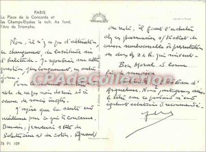 Modern Postcard Paris Place de la Concorde and the champs Elysees night basic...