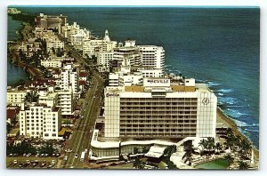 1950s MIAMI BEACH FL THE SEVILLE HOTEL 29th STREET AERIAL CHROME POSTCARD P2525
