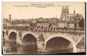 Old Postcard Orleans Vue Generale The Bridge And The Rue Royale Tour Belfry C...