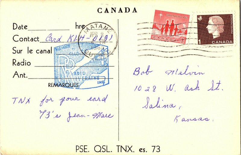 QSL Radio Card From St Paule Quebec Canada XM551765-66