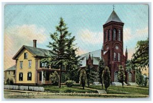 c1910 French Catholic Church Priests Residence Laconia New Hampshire NH Postcard