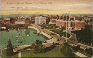 Empress Hotel & Harbour Front Victoria BC c1925 Postcard D87
