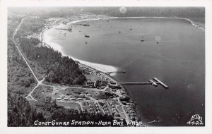 Coast Guard Station Aerial Neah Bay Washington 1950s Ellis Real Photo postcard