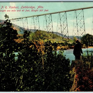 c1910s Lethbridge, Alta Canadian Pacific Railway Viaduct Bridge CPR Alberta A217