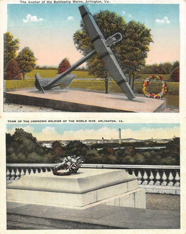 ARLINGTON, VA Virginia TOMB UNKNOWN SOLDIER~BATTLESHIP MAINE ANCHOR  c1920's TWO