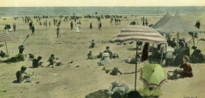 Postcard Antique  View of Sunbathers on Easton's Beach ,Newport, RI.