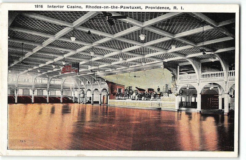 Interior Casino, Rhodes-On-the-Pawtuxet, Providence, Rhode Island 1924 Postcard