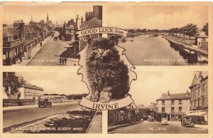 IRVINE AYRSHIRE SCOTLAND~KILWINNING-MONTGOMERY ST-GOOD LUCK~1956 PHOTO POSTCARD