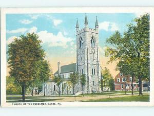 Unused W-Border CHURCH SCENE Sayre Pennsylvania PA L4879@