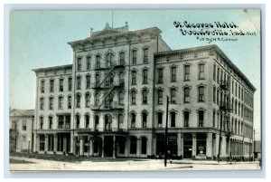 c1910's St. George Hotel Building Street View Evansville Indiana IN Postcard