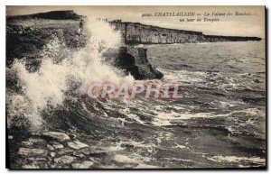 Old Postcard Chatelaillon La Falaise Boucholeurs one day storm