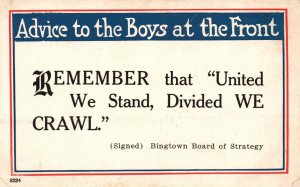 Vintage Postcard 1910's Advice Remember That United We Stand Divided We Crawl