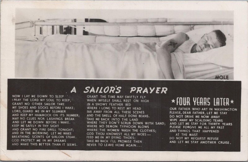 RPPC Postcard A Sailor's Prayer WWII 1944