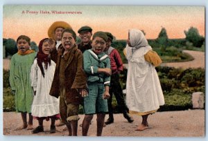 Rotorua New Zealand Postcard Kids A Penny Haka Whakarewarewa c1910 Antique