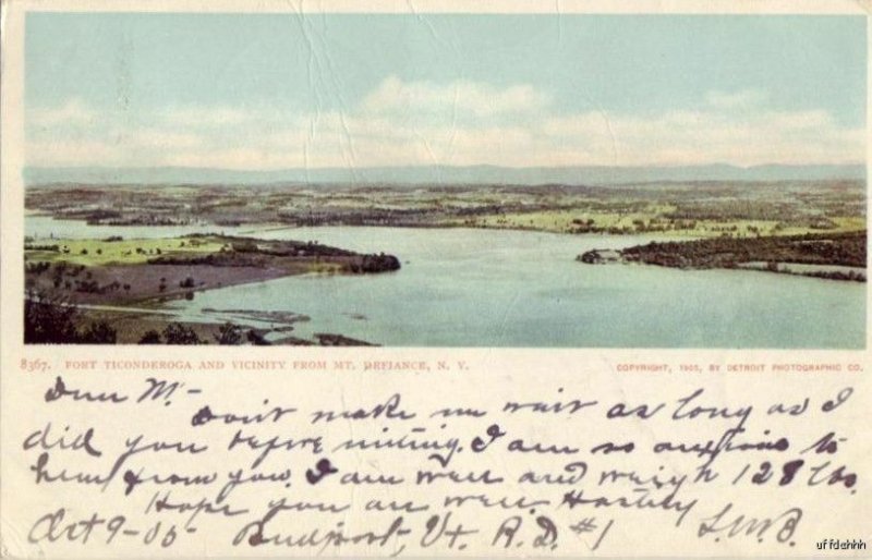 VIEW OF FORT TICONDEROGA FROM MT. DEFIANCE, NY 1905