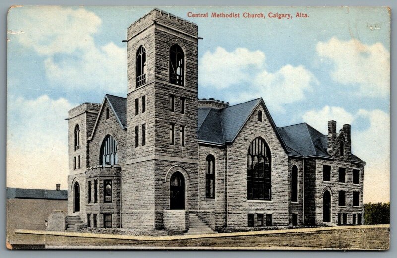 Postcard Calgary Alberta c1910s Central Methodist Church