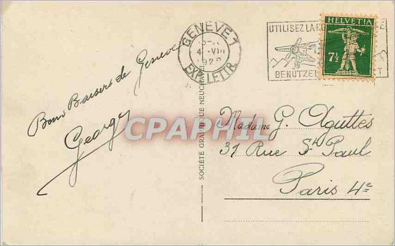 Old Postcard Rade Geneva and Mont Blanc