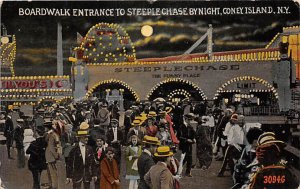 Boardwalk Entrance to Steeple Chase By Night Coney Island, NY, USA Amusement ...