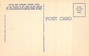 Ogden, UT Utah   HOTEL BEN LOMOND & Street Scene  ca1940's Linen Postcard