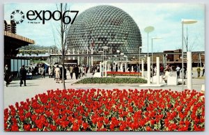 1961 Pavilion Of US Skybreak Bubble Red Flowers Montreal Canada Posted Postcard