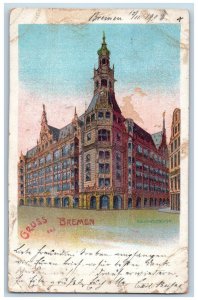 Germany Postcard Greetings from Bremen Building View 1902 Antique Posted